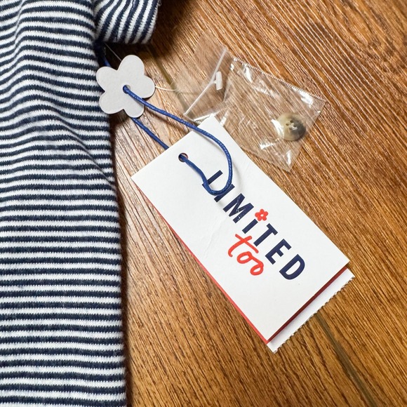 Limited Too Girls Button Front Tee LARGE 12/14 NWT! Navy White Stripe Crop Lace‎ - Picture 7 of 12